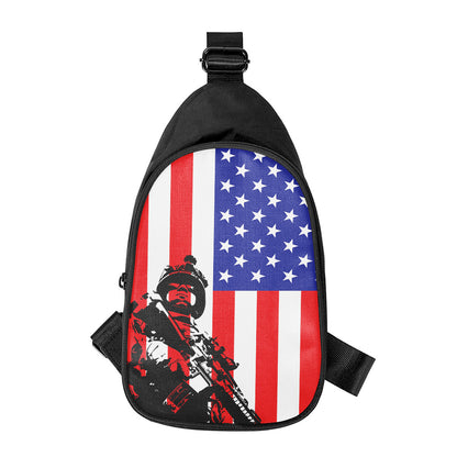 Military American Flag Print Chest Bag