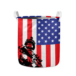Military American Flag Print Collapsible Laundry Basket