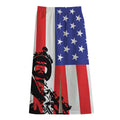 Military American Flag Print Cotton Front Slit Maxi Skirt