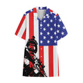Military American Flag Print Cotton Hawaiian Shirt