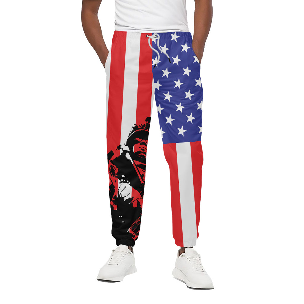Military American Flag Print Cotton Pants