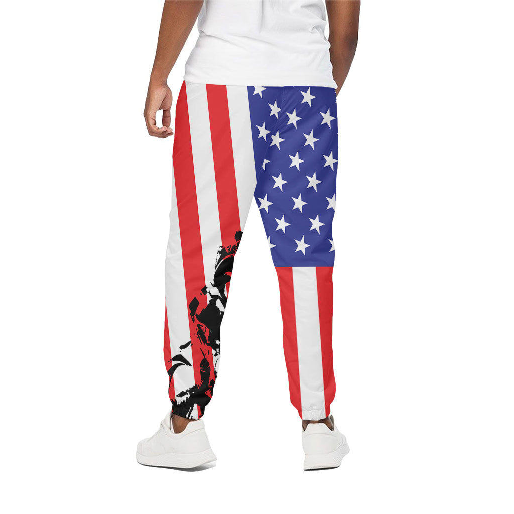 Military American Flag Print Cotton Pants