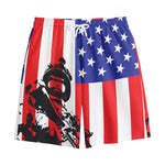 Military American Flag Print Cotton Shorts