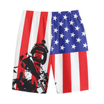 Military American Flag Print Cotton Shorts