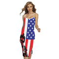 Military American Flag Print Cross Back Cami Dress