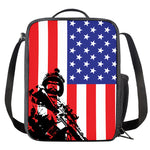 Military American Flag Print Crossbody Lunch Bag