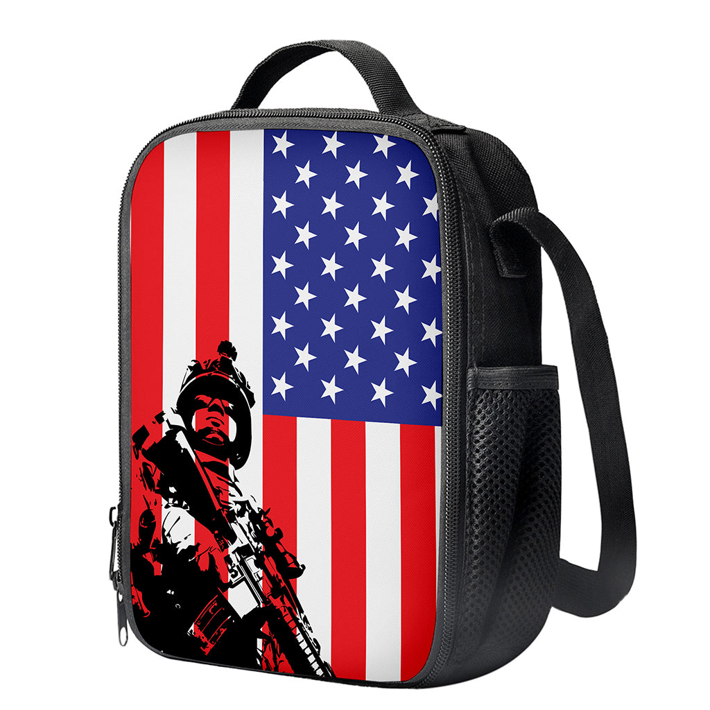 Military American Flag Print Crossbody Lunch Bag