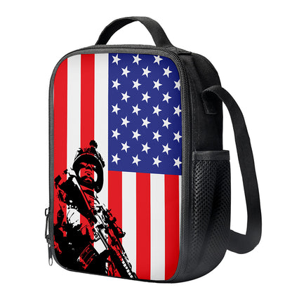 Military American Flag Print Crossbody Lunch Bag