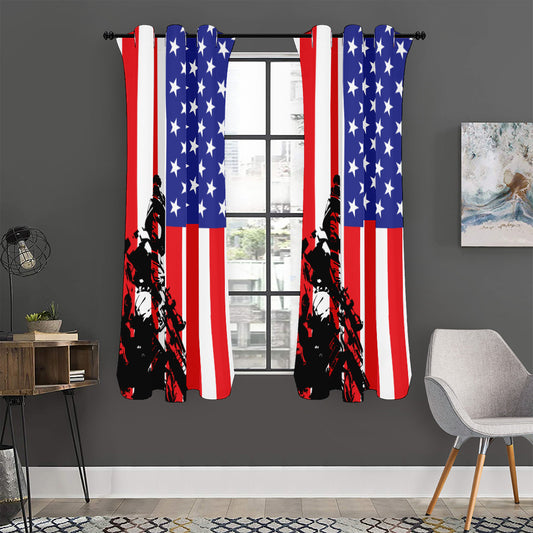 Military American Flag Print Curtain