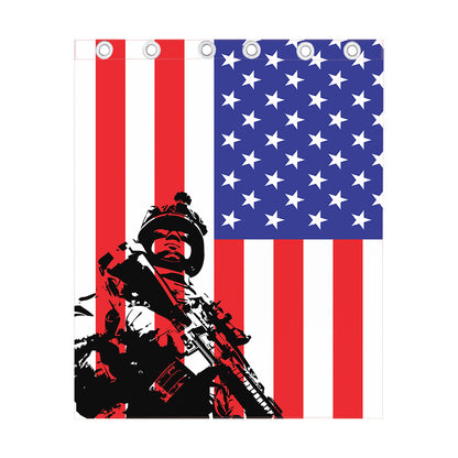 Military American Flag Print Curtain