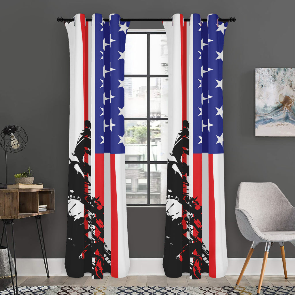 Military American Flag Print Curtain