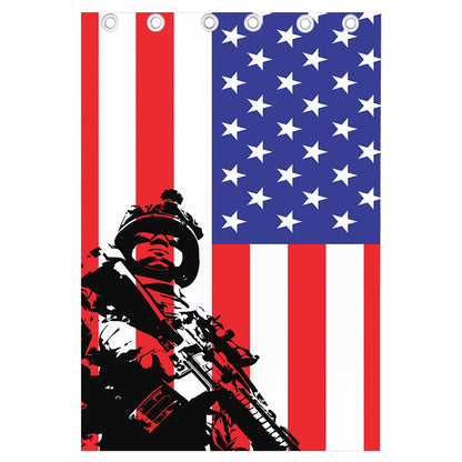 Military American Flag Print Curtain