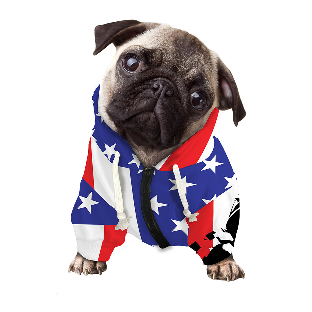 Military American Flag Print Dog Zip Up Hoodie