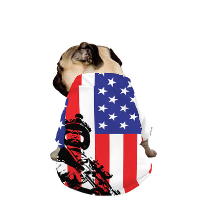 Military American Flag Print Dog Zip Up Jacket