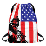 Military American Flag Print Drawstring Backpack