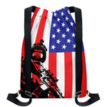 Military American Flag Print Drawstring Backpack