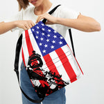 Military American Flag Print Drawstring Backpack