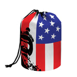 Military American Flag Print Drawstring Makeup Bag