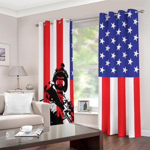 Military American Flag Print Extra Wide Grommet Curtains