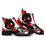 Military American Flag Print Flat Ankle Boots