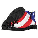 Military American Flag Print Flat Ankle Boots