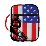 Military American Flag Print Front Pocket Bible Bag