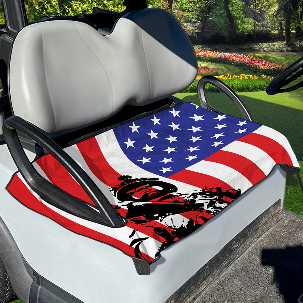 Military American Flag Print Golf Cart Seat Cover