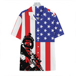 Military American Flag Print Hawaiian Shirt