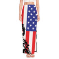 Military American Flag Print High Slit Maxi Skirt