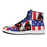 Military American Flag Print High Top Leather Sneakers