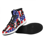Military American Flag Print High Top Leather Sneakers