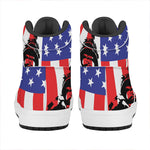 Military American Flag Print High Top Leather Sneakers