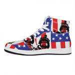 Military American Flag Print High Top Leather Sneakers