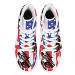 Military American Flag Print High Top Leather Sneakers