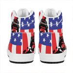 Military American Flag Print High Top Leather Sneakers