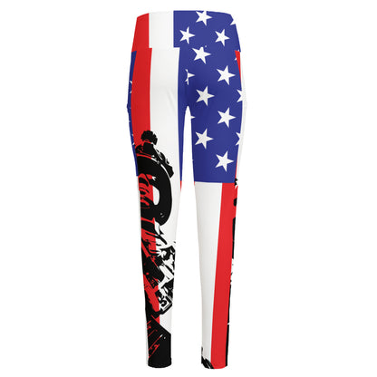 Military American Flag Print High-Waisted Pocket Leggings