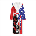 Military American Flag Print Hooded Bathrobe