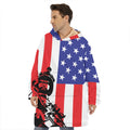 Military American Flag Print Hoodie Blanket