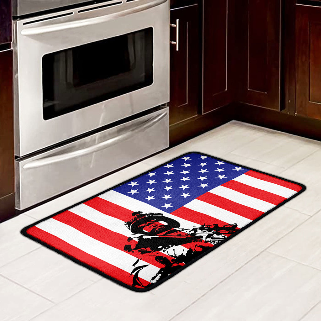 Military American Flag Print Kitchen Mat