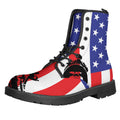 Military American Flag Print Lace-Up Boots