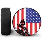 Military American Flag Print Leather Spare Tire Cover