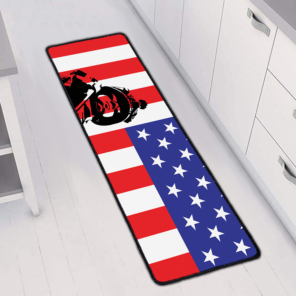 Military American Flag Print Long Kitchen Mat