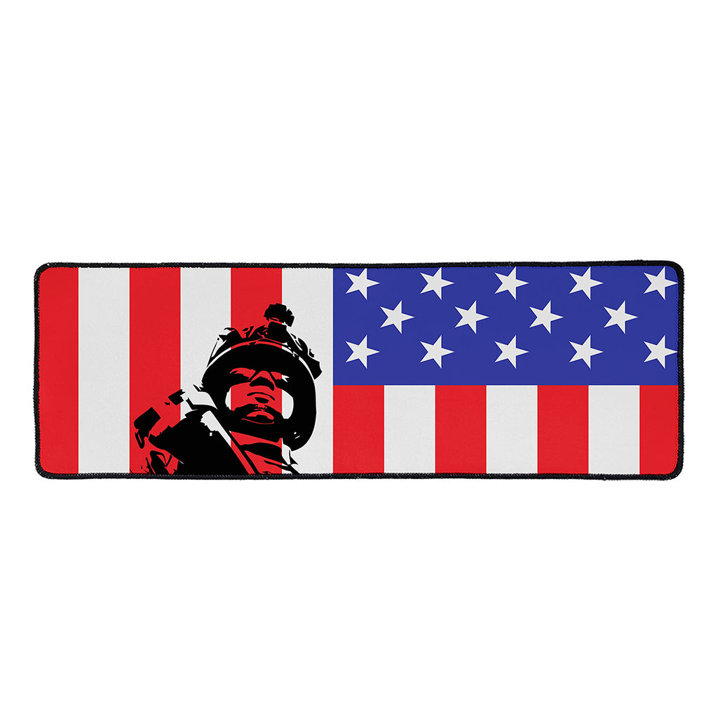 Military American Flag Print Long Kitchen Mat