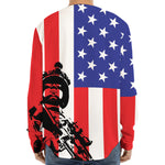 Military American Flag Print Long Sleeve Baseball Jersey