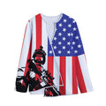 Military American Flag Print Long Sleeve Short Coat