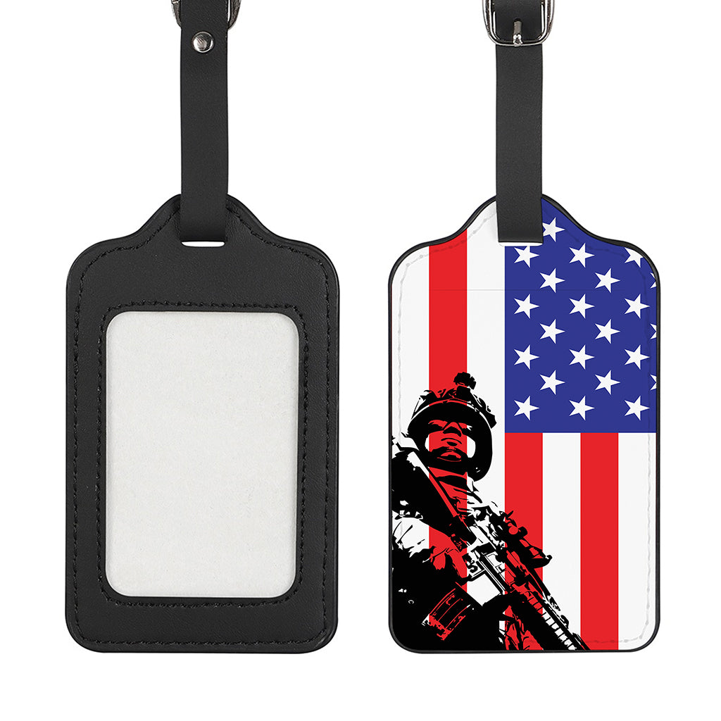 Military American Flag Print Luggage Tag