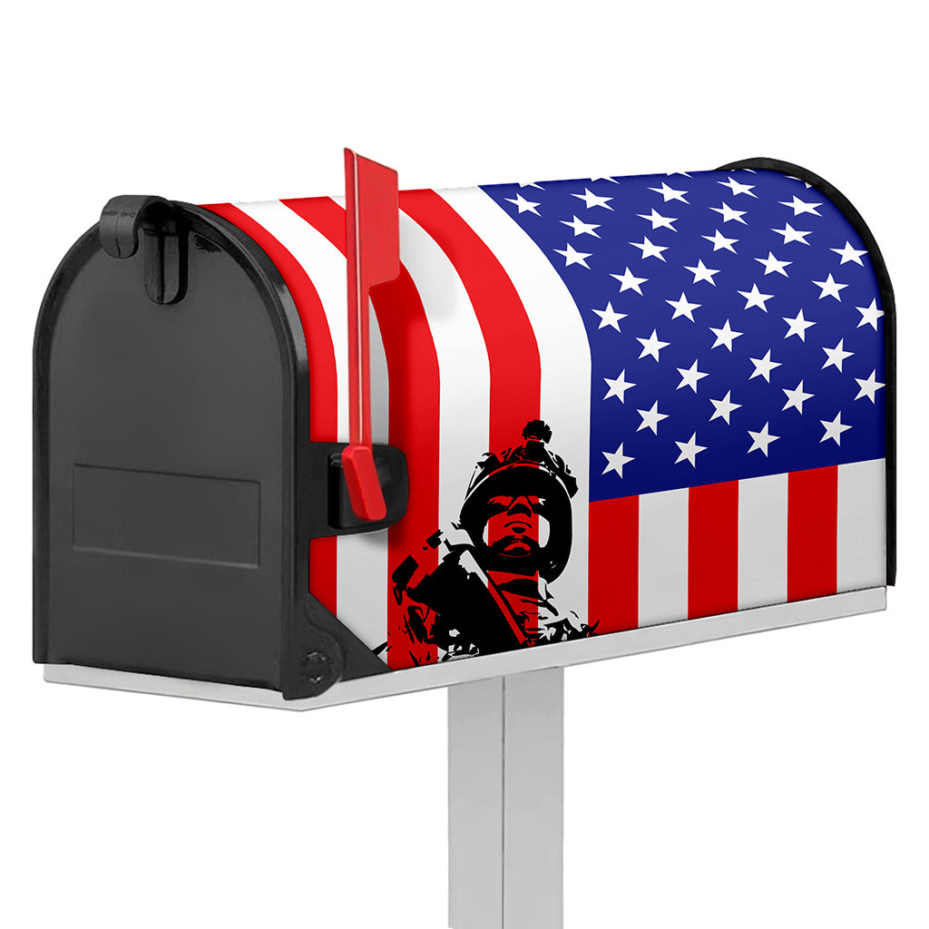 Military American Flag Print Mailbox Cover