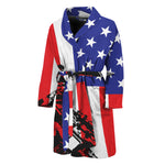 Military American Flag Print Men's Bathrobe