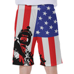Military American Flag Print Men's Beach Shorts