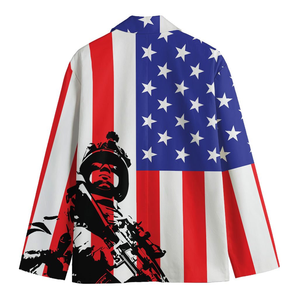 Military American Flag Print Men's Blazer